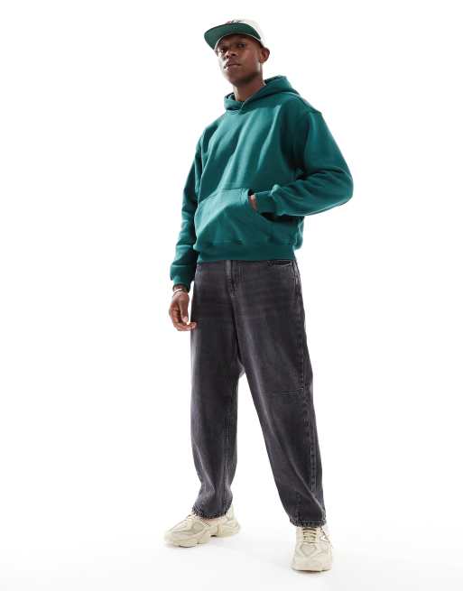 Cotton On – Kastiger Kapuzenpullover aus Fleece in Immergrün