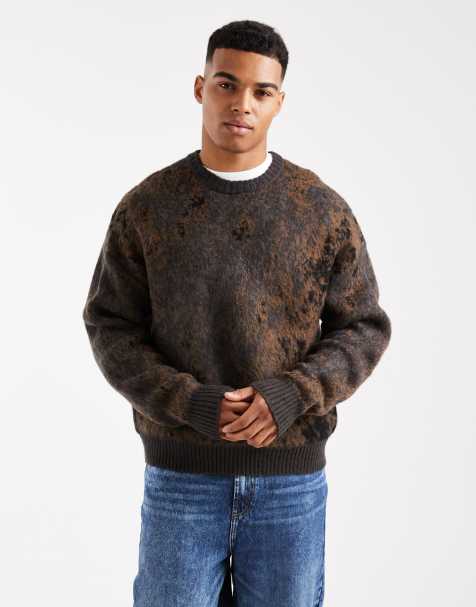 Cotton On Box fit fuzzy crew knit in grey - view 1