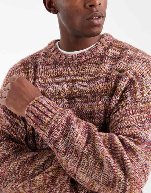 Cotton On box fit fuzzy crew knit jumper in brown multi, 5 of 5