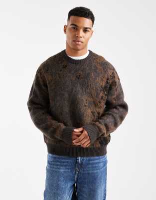 Cotton On Box Fit Fuzzy Crew Knit Sweater In Multi