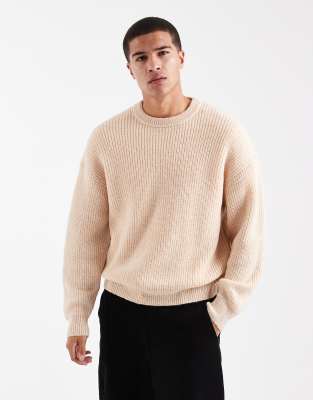 Cotton On Box Fit Fuzzy Crew Knit Sweater In Neutral
