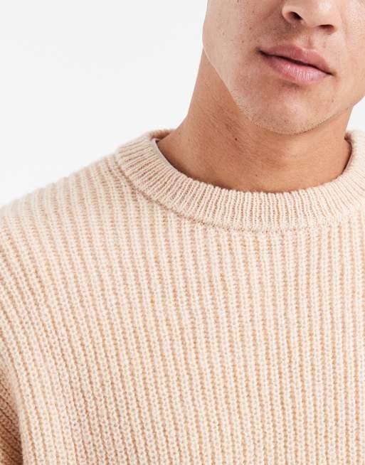 Cotton On box fit fuzzy crew knit sweater in stone, 5 of 5