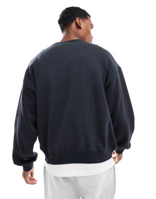Cotton On Box fit graphic crew sweater in black - BLACK