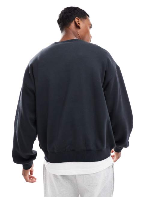Cotton On Box fit graphic crew sweater in black - BLACK