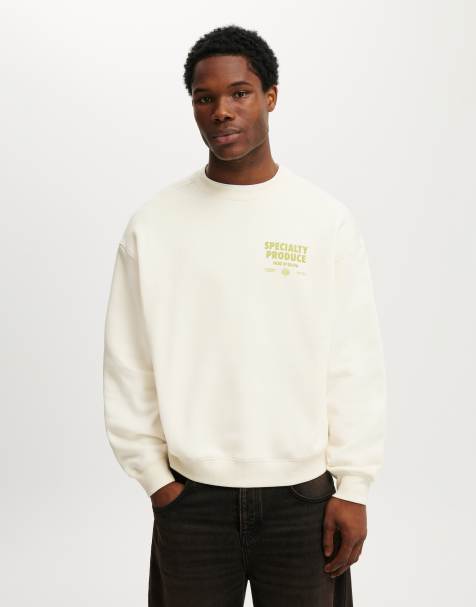 Cotton On Box fit graphic crew sweater in cream puff / specialty produce  - BEIGE - view 1