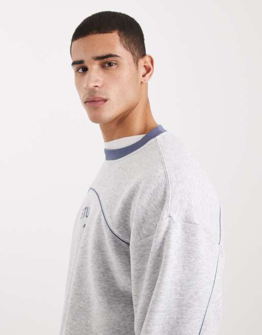 Cotton On Box fit graphic crew sweater in gray, 4 of 5