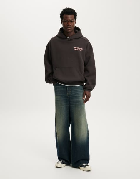 Cotton On Box fit graphic hoodie in bitter brown / speed shop - view 1