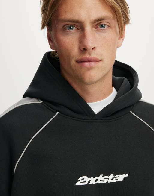 Cotton On Box fit graphic hoodie in black, 3 of 4