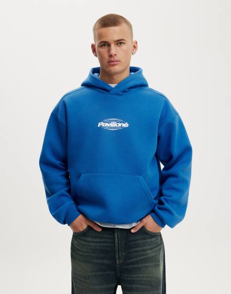 Cotton On Box fit graphic hoodie in blue
