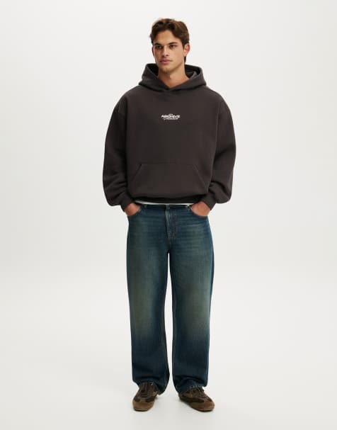 Cotton On Box fit graphic hoodie in brown - view 1
