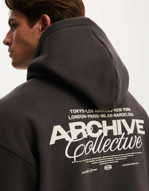 Cotton On Box fit graphic hoodie in brown, 3 of 4