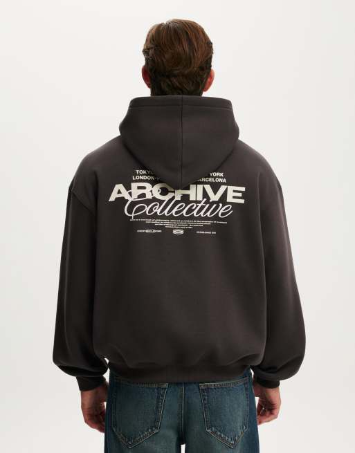 Cotton On Box fit graphic hoodie in brown, 4 of 4