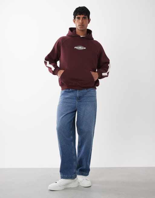 Cotton On box fit graphic hoodie in burgundy, 2 of 5