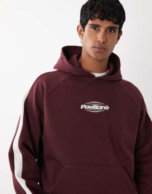 Cotton On box fit graphic hoodie in burgundy, 3 of 5