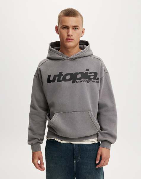 Cotton On Box fit graphic hoodie in charcoal - view 1