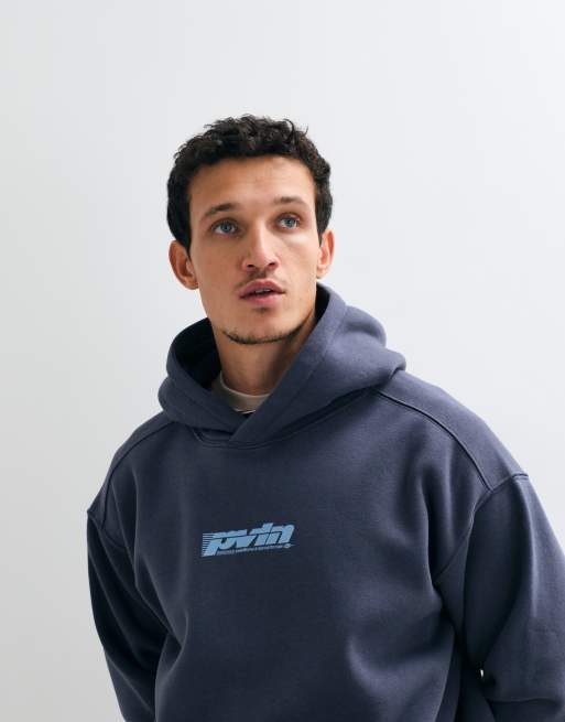 Cotton On box fit graphic hoodie in denim blue, 3 of 5