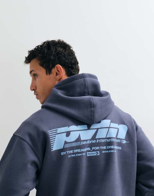 Cotton On box fit graphic hoodie in denim blue, 4 of 5