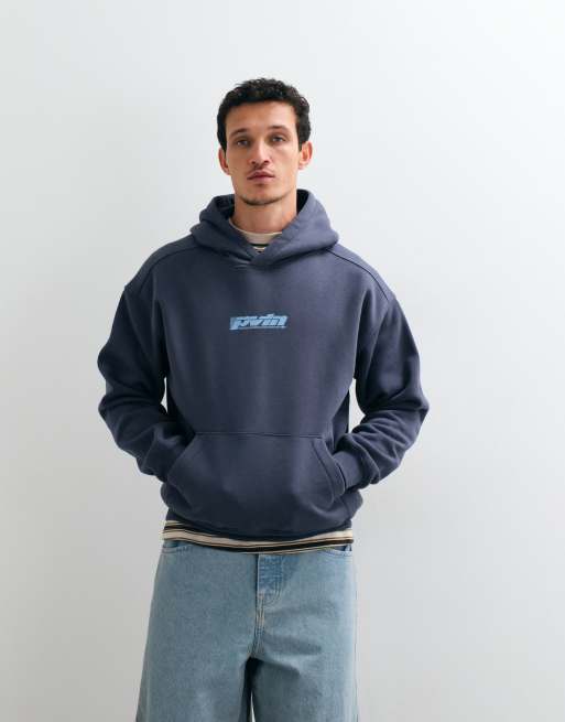 Cotton On box fit graphic hoodie in denim blue, 5 of 5