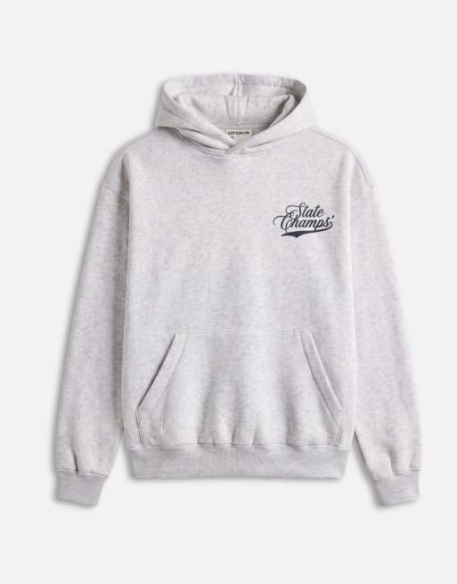 Cotton On box fit graphic hoodie in grey marle , 6 of 9