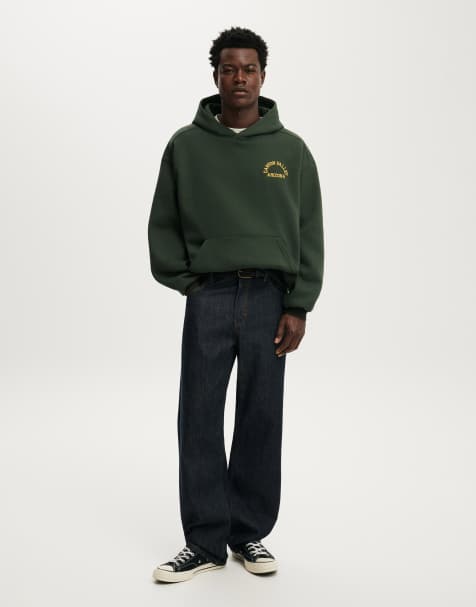 Cotton On Box fit graphic hoodie in heritage green / canyon valley - view 1