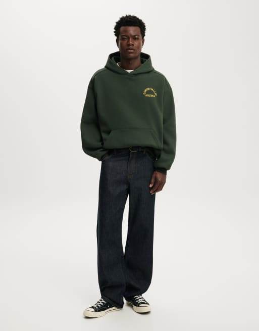 Cotton On Box fit graphic hoodie in heritage green / canyon valley, 1 of 4
