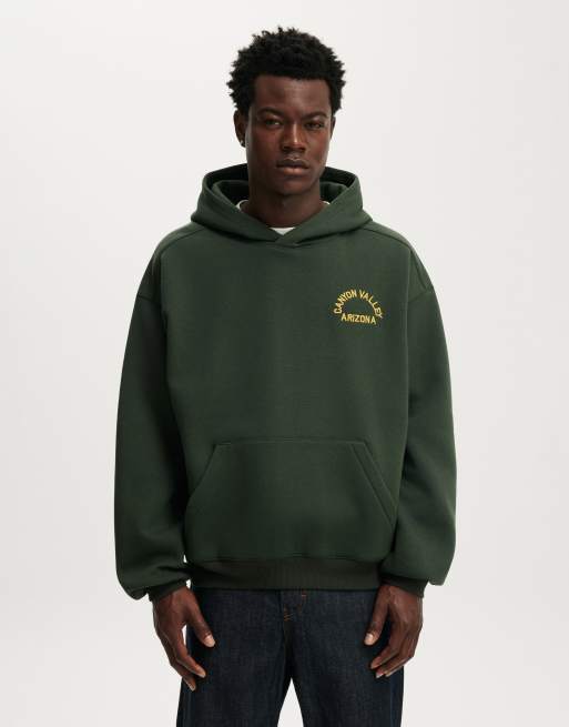Cotton On Box fit graphic hoodie in heritage green / canyon valley, 2 of 4