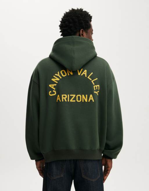 Cotton On Box fit graphic hoodie in heritage green / canyon valley, 4 of 4