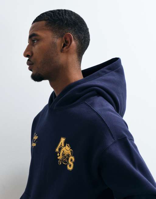 Cotton On box fit graphic hoodie in vintage navy co-ord, 3 of 5