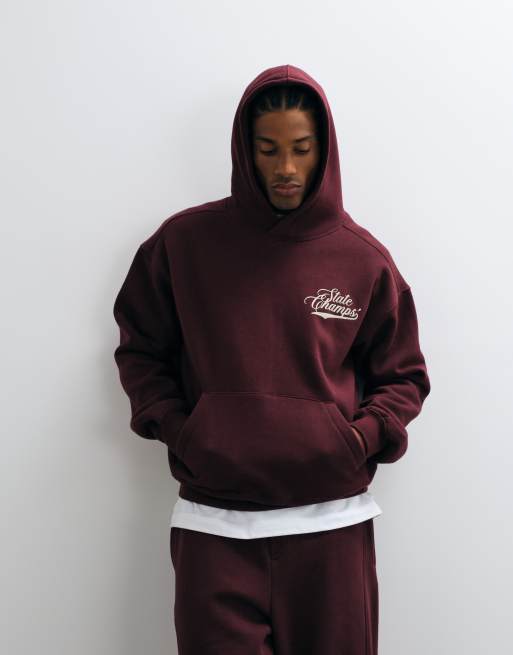 Cotton On box fit graphic hoodie in winter fig, 3 of 5