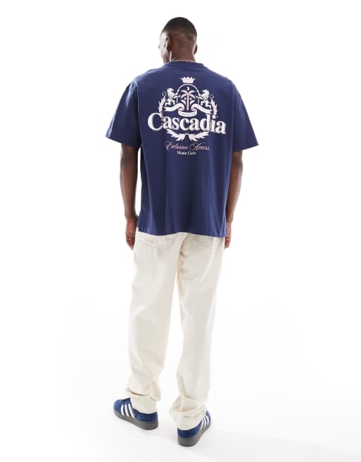 Cotton On Box fit graphic t-shirt in baby blue/deluxe blvd - MBLUE