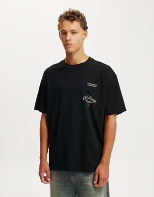 Cotton On Box fit graphic t-shirt in black - view 1