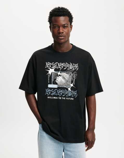 Cotton On Box fit graphic t-shirt in black - view 1