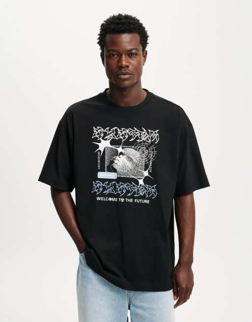 Cotton On Box fit graphic t-shirt in black