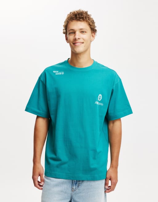 Cotton On Box fit graphic t-shirt in blue - MBLUE