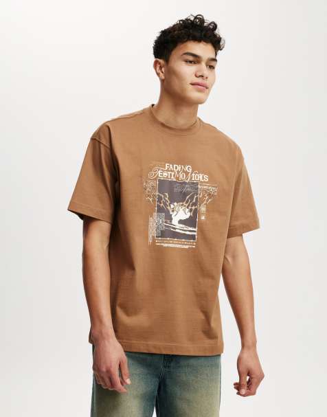 Cotton On Box fit graphic t-shirt in brown