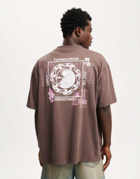 Cotton On Box fit graphic t-shirt in brown - view 1