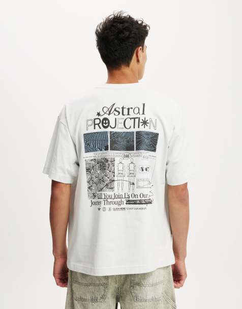 Cotton On Box fit graphic t-shirt in light/pastel blue - view 1