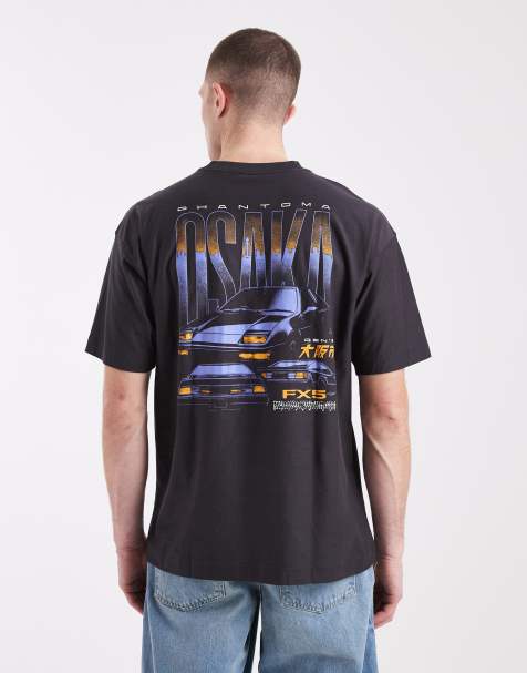 Cotton On box fit graphic t-shirt in washed black - view 1