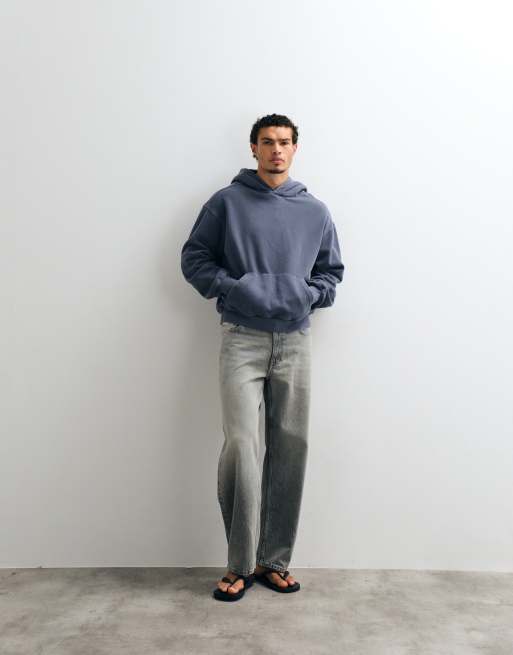 Cotton On box fit hoodie in denim wash blue, 2 of 5