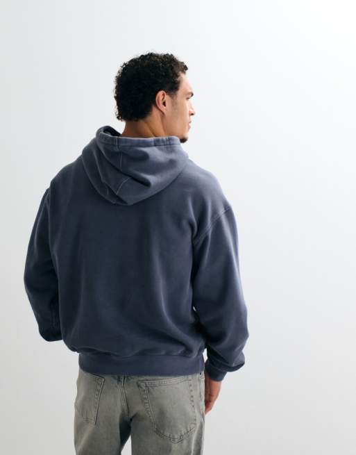 Cotton On box fit hoodie in denim wash blue, 3 of 5