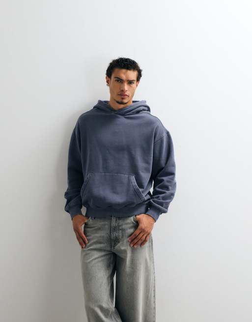 Cotton On box fit hoodie in denim wash blue, 4 of 5