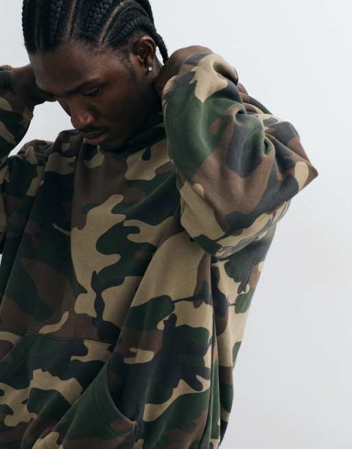 Cotton On box fit hoodie in green camo wash, 4 of 5