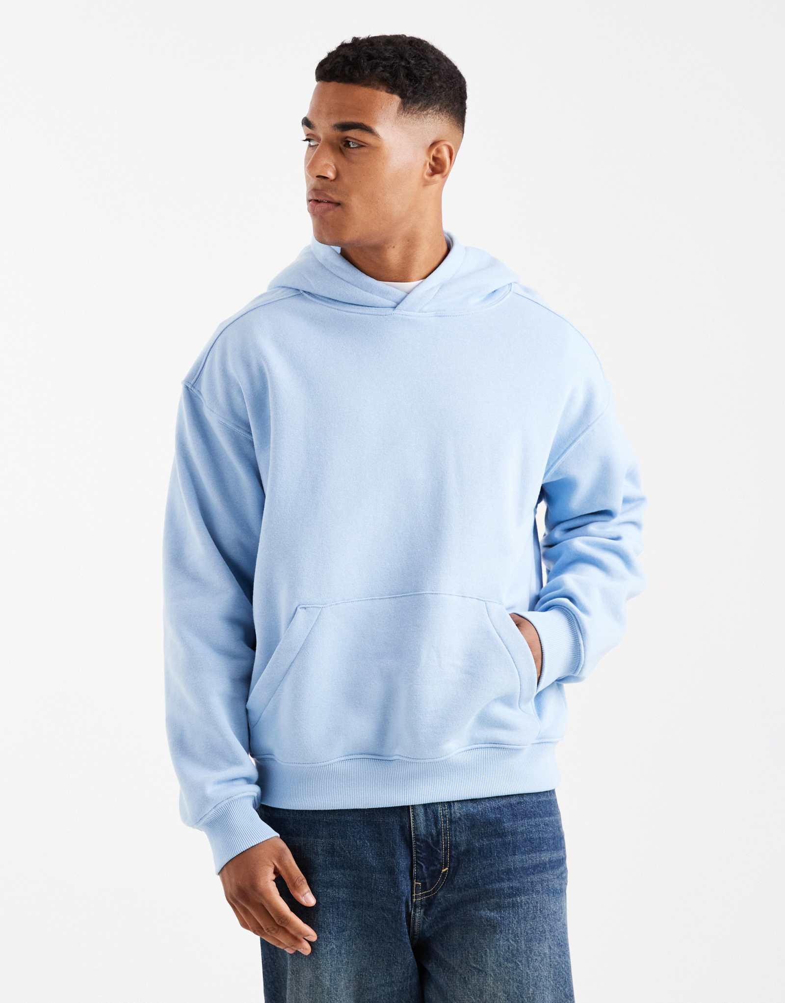 Толстовка из хлопка в обтяжку жемчужно-синего цвета