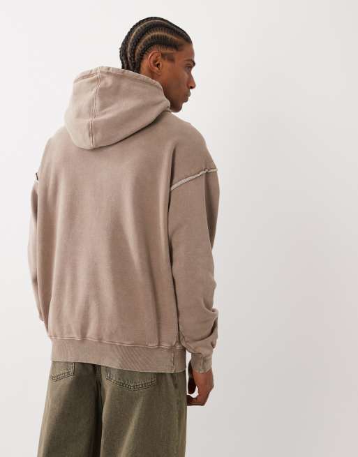 Cotton On box fit hoodie in taupe wash, 3 of 5