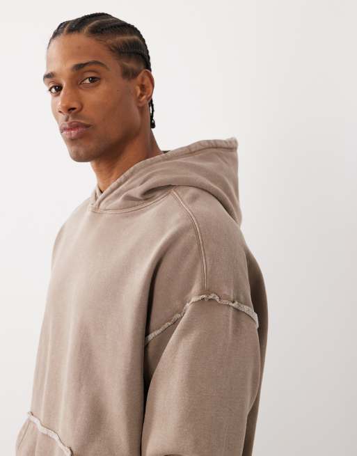 Cotton On box fit hoodie in taupe wash, 4 of 5