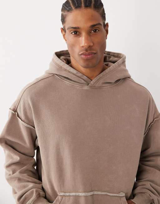 Cotton On box fit hoodie in taupe wash, 5 of 5