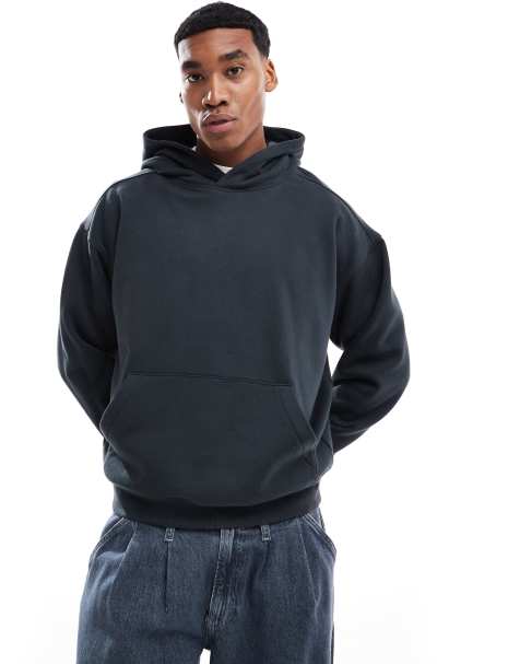 Cotton On box fit hoodie in washed black - view 1