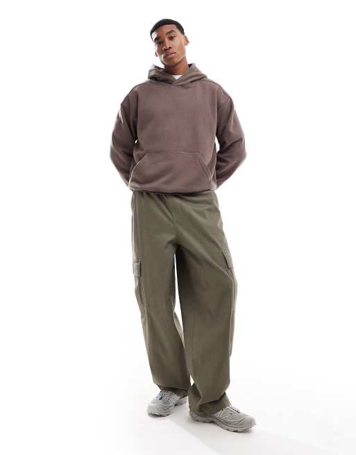 Cotton On box fit hoodie in washed chocolate 
