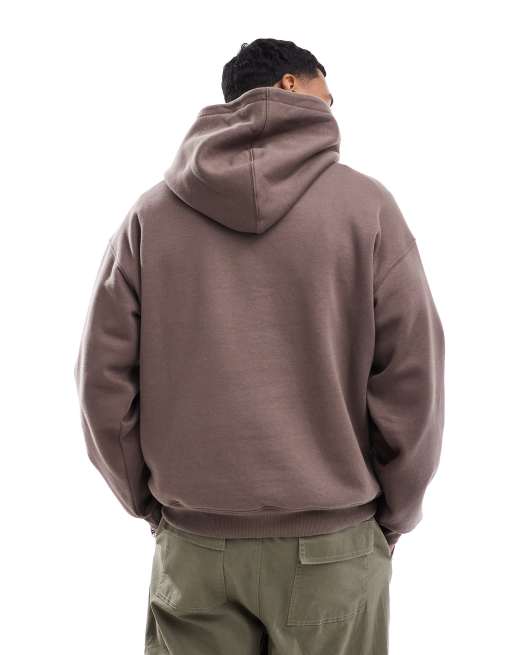 Cotton On box fit hoodie in washed chocolate 