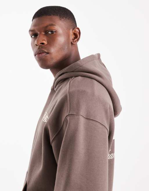 Cotton On box fit hoodie in washed chocolate, 5 of 5